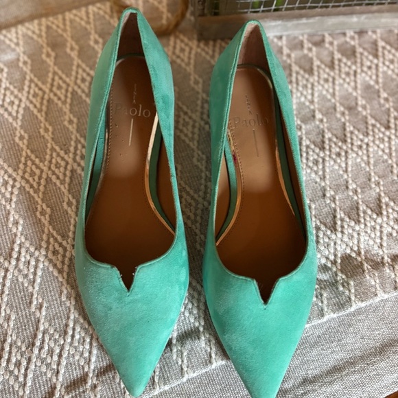 LINEA PAOLO Presta Pointed Toe Flat In Aqua Suede Women’s Size 5 1/2 - Picture 3 of 10